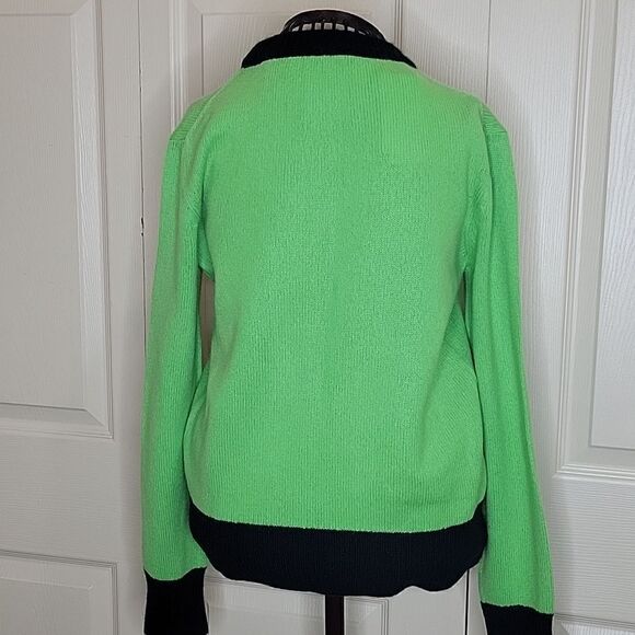 TORY BURCH Cashmere Spring Green and Navy Crewneck Sweater Size XXS NWT - Picture 5 of 11
